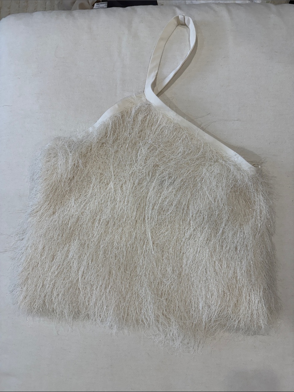 Zara Cream Faux-Fur halter top